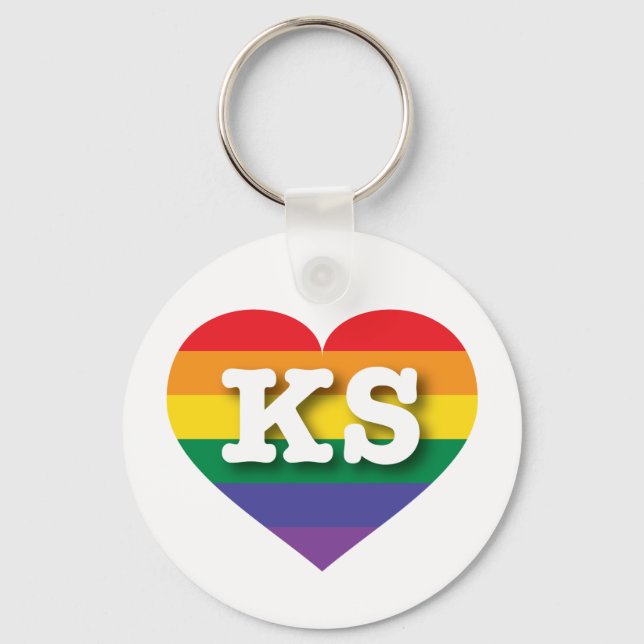 Porte-clés J'aime Kansas Gay pride Rainbow Heart (Recto)