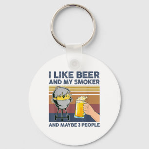 Porte-clés J'Aime La Bière Et Mon Fumeur Et Peut-Être 3 Perso