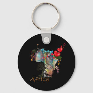 Porte-clés J'aime l'Autocollant rond classique Afrique