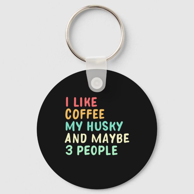 Porte-clés J'Aime Le Café Et Mon Husky (Recto)