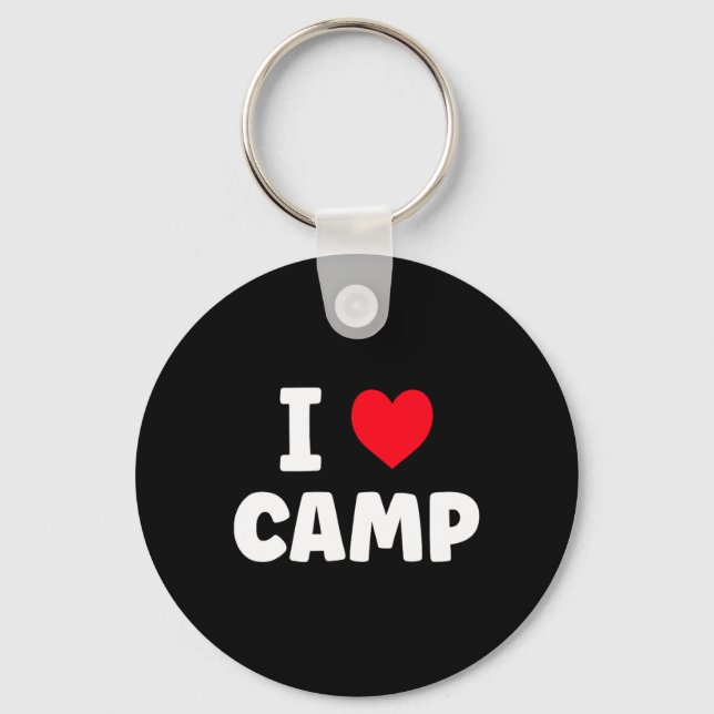 Porte-clés J'aime le camping de glamping de camp d'été  (Recto)