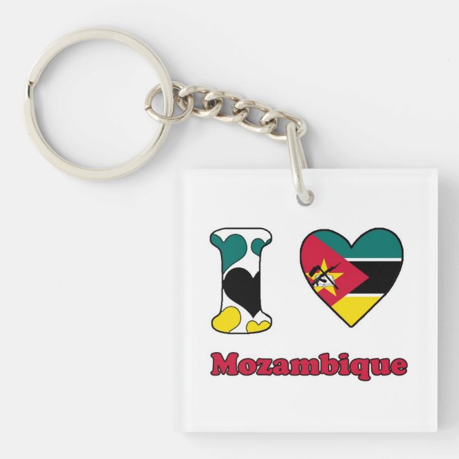 Porte-clés J'aime le Mozambique (Devant)