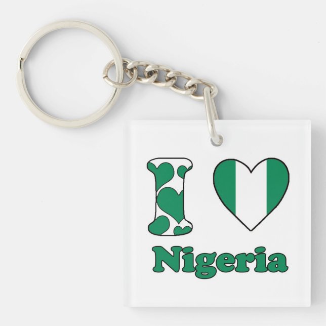 Porte-clés J'aime le Nigeria (Devant)