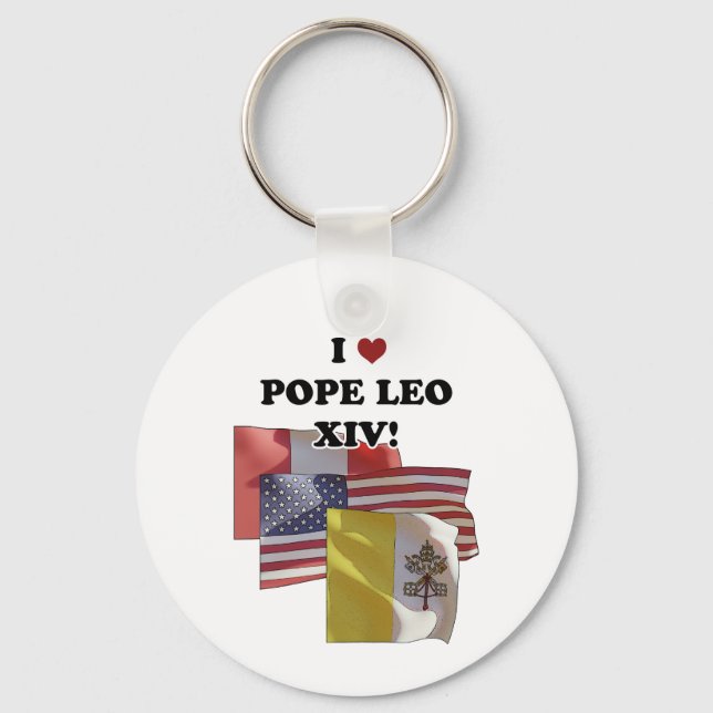 Porte-clés J'Aime Le Pape Leo XIV ! (Version II) (Recto)