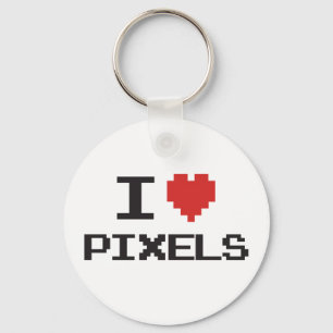 Porte-clés J'aime le rétro gamer 8bit de coeur pixelated par