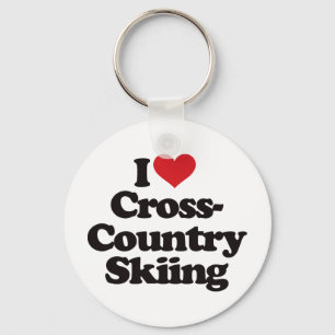 Porte-clés J'aime le ski de pays croisé