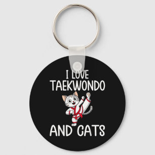 Porte-clés J'aime le Taekwondo et les Chats - Karaté Arts Mar