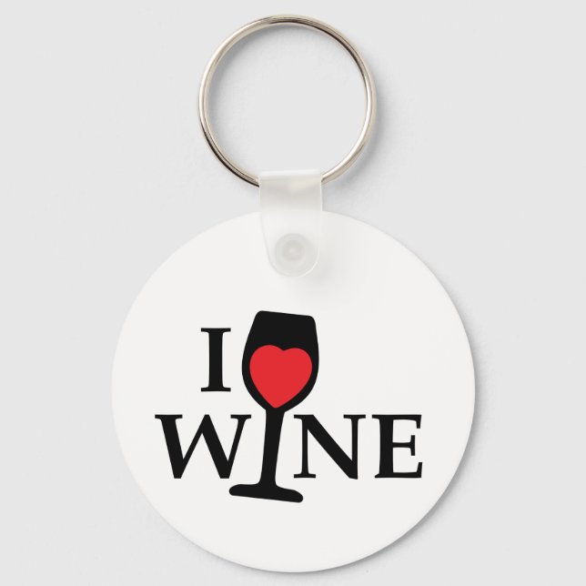 Porte-clés J'aime le vin au coeur rouge (Recto)