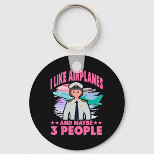 Porte-clés J'Aime Les Avions Et Peut-Être 3 Personnes