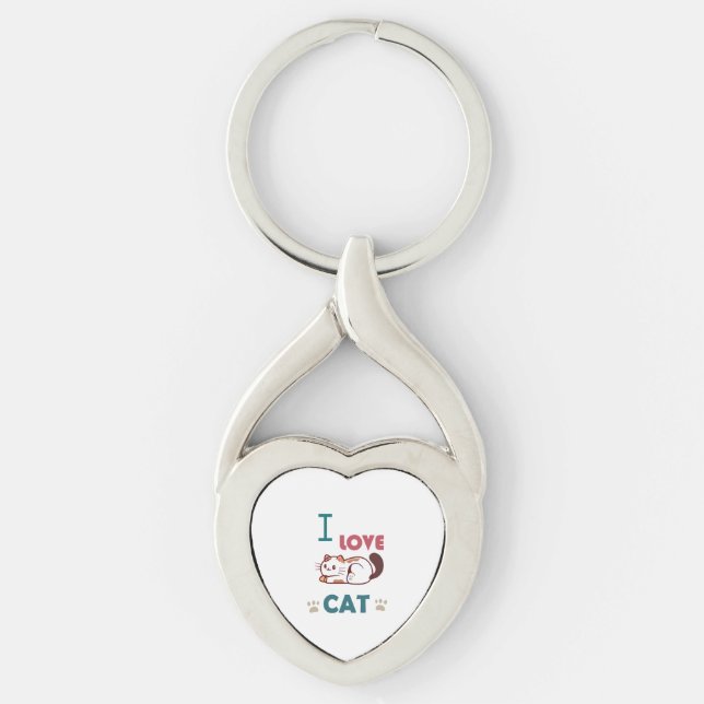 Porte-clés J'aime les chats (Devant)