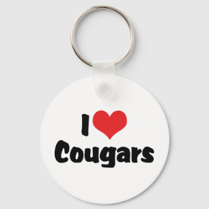Porte-clés J'aime les cougars à coeur