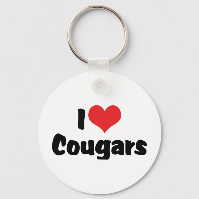 Porte-clés J'aime les cougars à coeur (Recto)