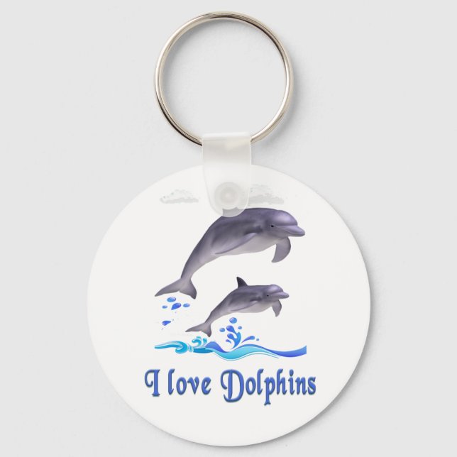 Porte-clés J'aime les dauphins (Recto)