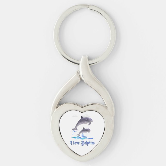 Porte-clés J'aime les dauphins (Devant)