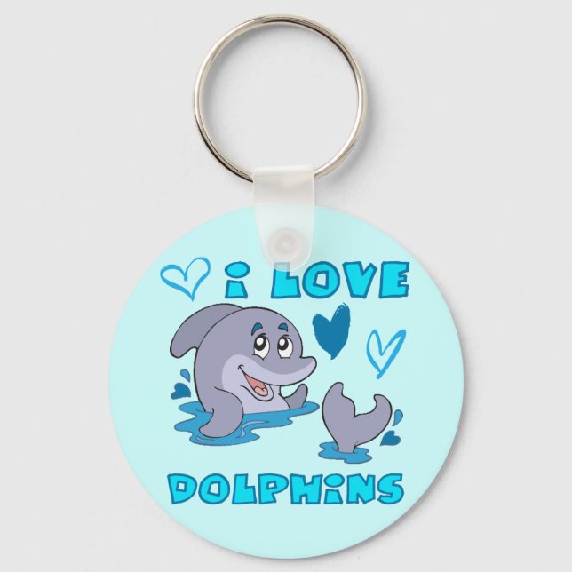 Porte-clés J'aime les dauphins (Recto)