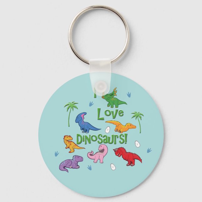 Porte-clés J'Aime Les Dinosaures ! (Cute) (Recto)