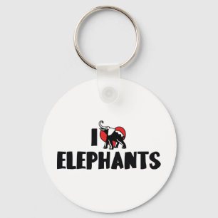 Porte-clés J'aime les éléphants à cœur - Amoureux d'éléphants