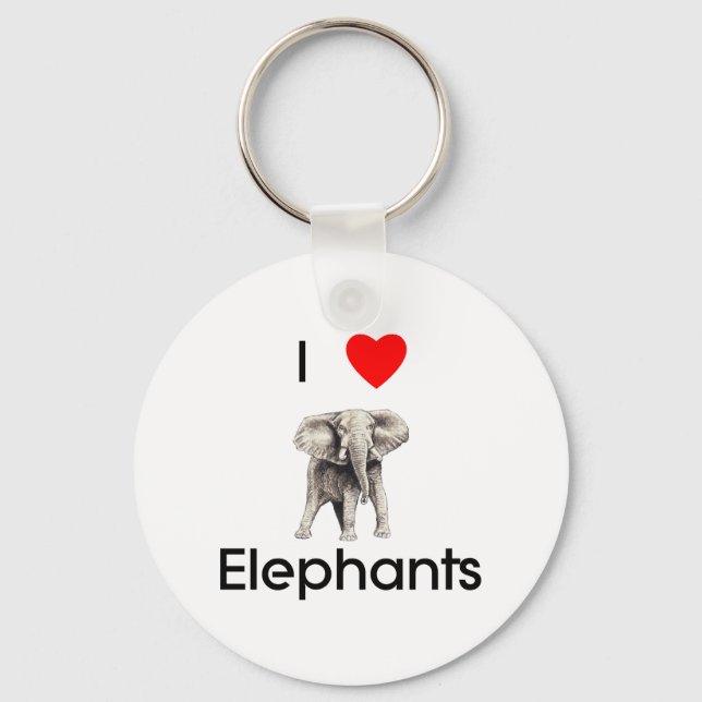 Porte-clés J'aime les éléphants Porte - clés (Recto)