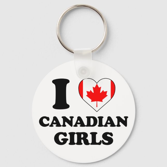 Porte-clés J'aime les filles canadiennes (Recto)