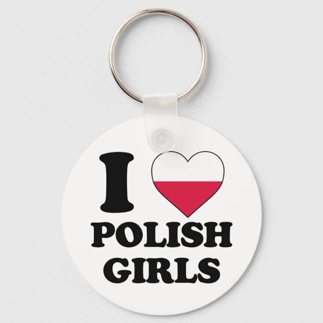 Porte-clés J'aime les filles polonaises (Recto)