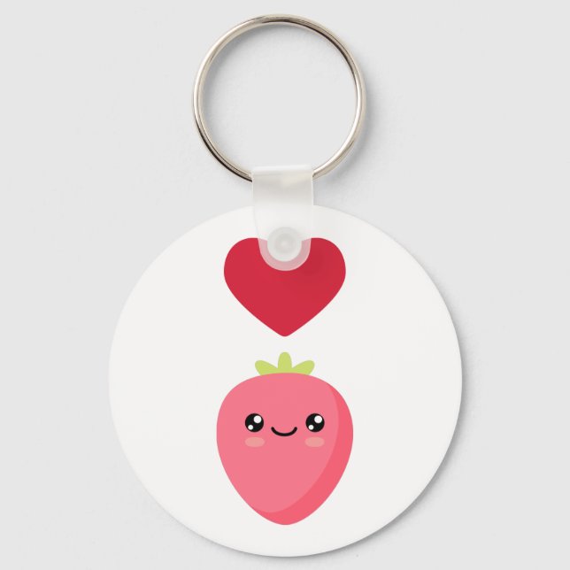 Porte-clés J'aime les fraises (Recto)