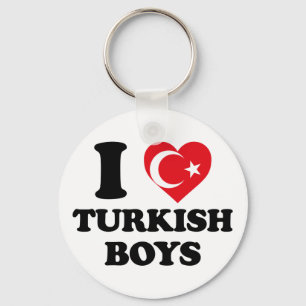 Porte-clés J'aime les garçons turcs Drapeau de la Turquie Cœu