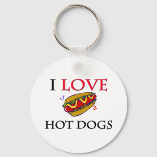 Porte-clés J'aime les hot-dogs