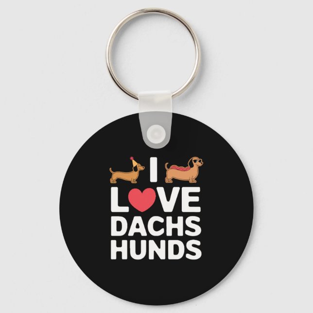Porte-clés J'aime les illustrations amusantes de dachshunds a (Recto)