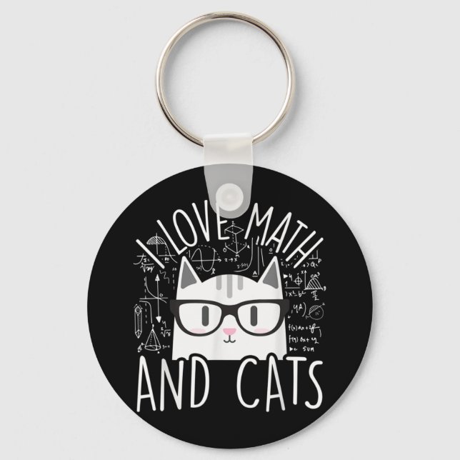 Porte-clés J'Aime Les Maths Et Les Chats Cute Kitty Chat (Recto)