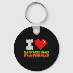 Porte-clés J'aime les mineurs drôle coeur vidéo gamer mème pi
