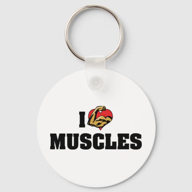 Porte-clés J'aime les muscles cardiaques - Musculation cultur (Recto)