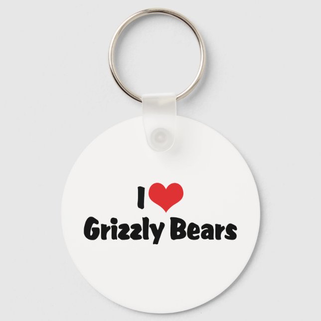 Porte-clés J'aime les ours grizzlis cœur (Recto)
