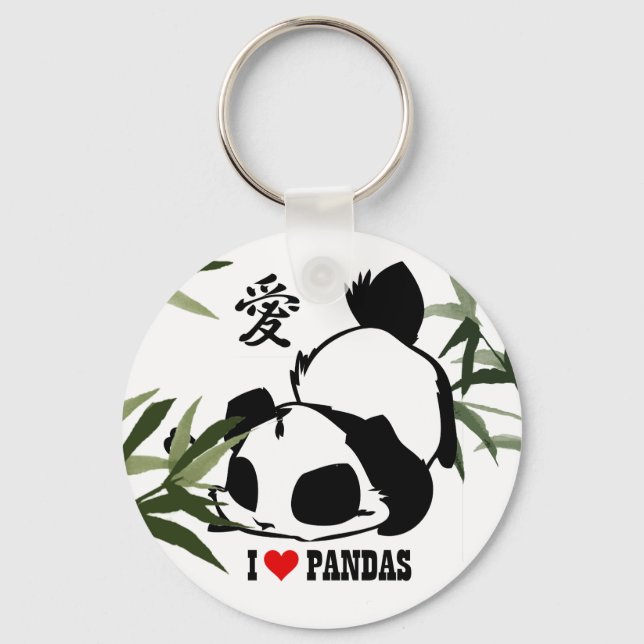 Porte-clés J'aime les pandas (Recto)