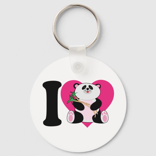 Porte-clés J'aime les pandas (Recto)