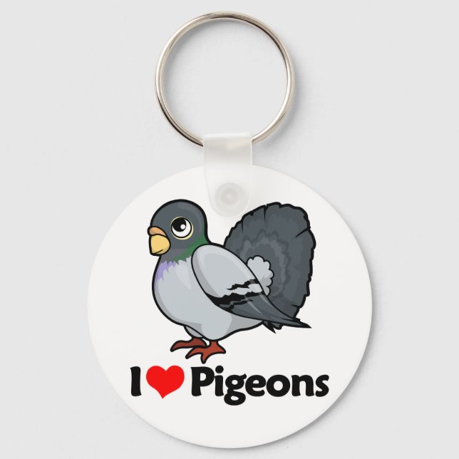 Porte-clés J'aime les pigeons (Recto)
