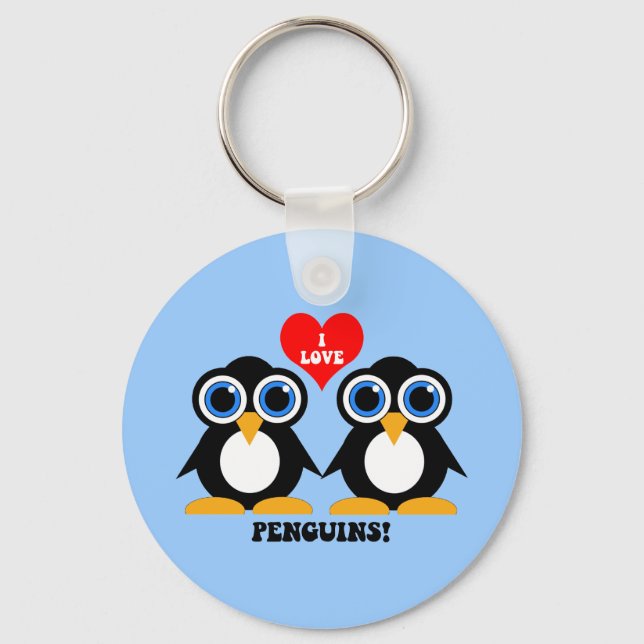 Porte-clés J'aime les pingouins (Recto)