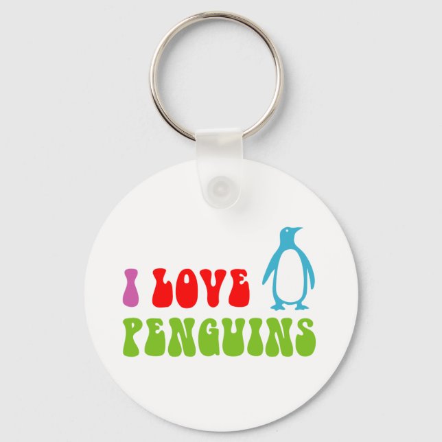 Porte-clés J'aime les pingouins (Recto)