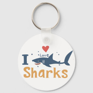 Porte-clés J'aime les requins