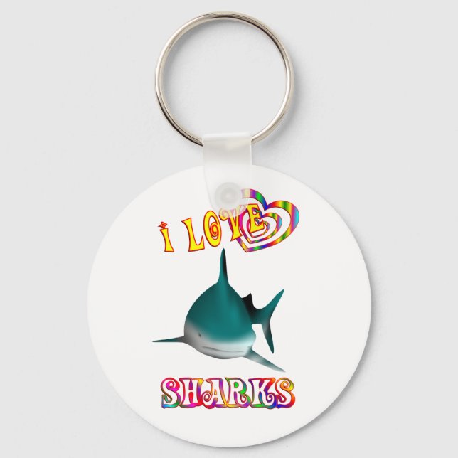 PORTE-CLÉS J'AIME LES REQUINS (Recto)
