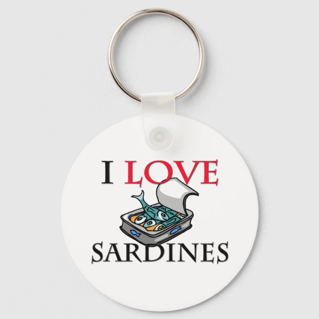 Porte-clés J'aime les sardines (Recto)