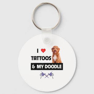 Porte-clés J'Aime Les Tatouages Et Mon Chien De Doodle D'Or T