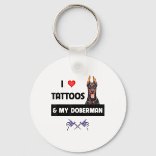 Porte-clés J'Aime Les Tatouages Et Mon Doberman Pinscher Dog 