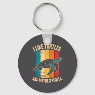 Porte-clés J'aime les tortues et peut-être 3 personnes drôle 