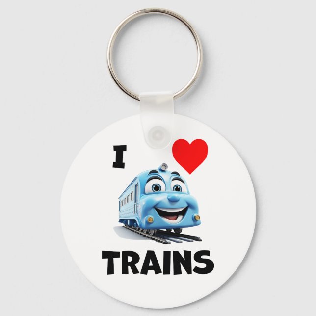 Porte-clés J'aime les trains (Recto)