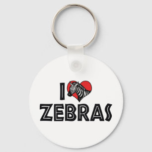 Porte-clés J'aime les zèbres à cœur - Amateur de zèbres