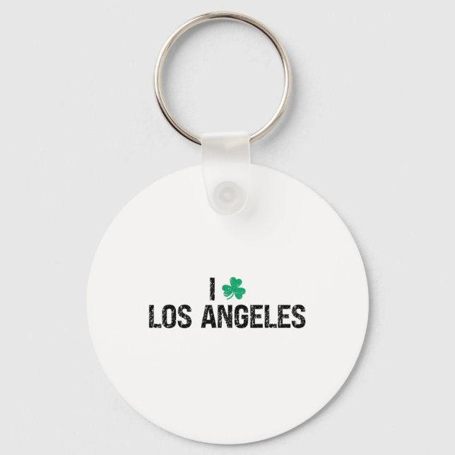 Porte-clés J'aime Los Angeles Trèfle Shamrock Saint-Patrick (Recto)