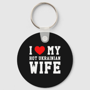 Porte-clés J'aime ma femme ukrainienne chaude Cœur rouge