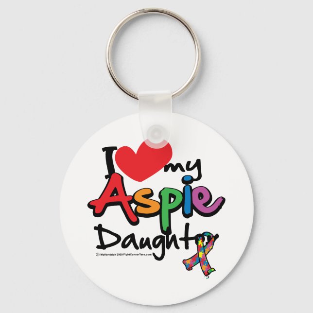 Porte-clés J'Aime Ma Fille Aspie (Recto)