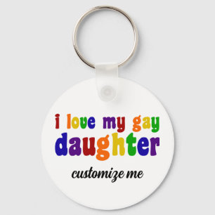 Porte-clés J'Aime Ma Fille Gay Fier Maman LGBTQ Personnalisée