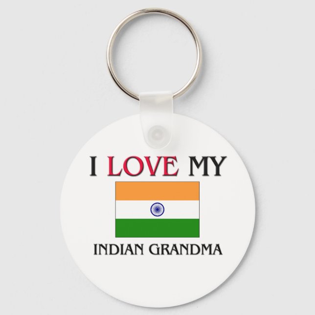 Porte-clés J'Aime Ma grand-mère indienne (Recto)